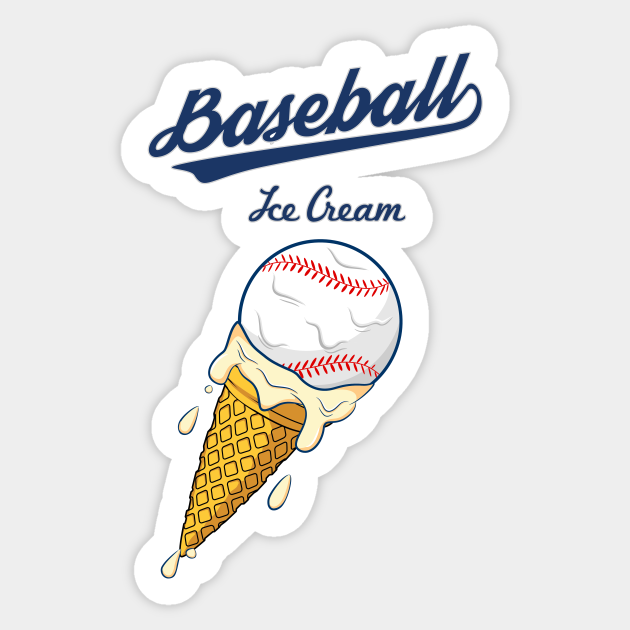 Baseball Ice Cream Melting Ice Sticker TeePublic